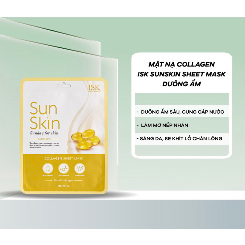 Isk SunSkin 面膜膠原蛋白面膜 23ml 韓國保濕亮白肌膚