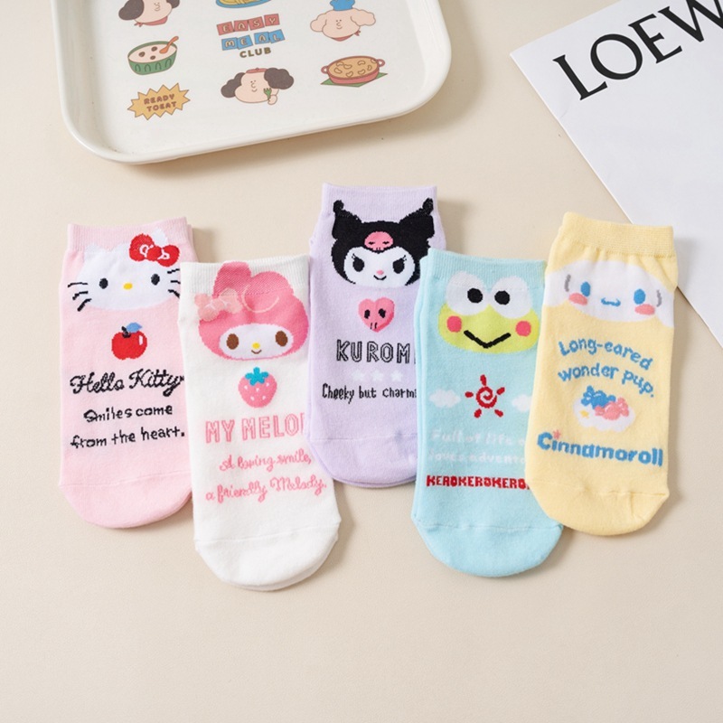 Kuromi 低領襪、Melody、Hello Kitty、Cinnamoroll、Keroppi Sanrio Too