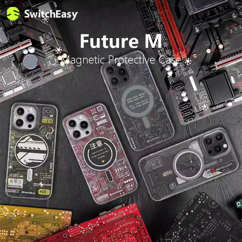 Switcheasy FUTURE M 手機殼採用軍用標準防震技術圖案支持無線充電智能手機 15 Pro Max