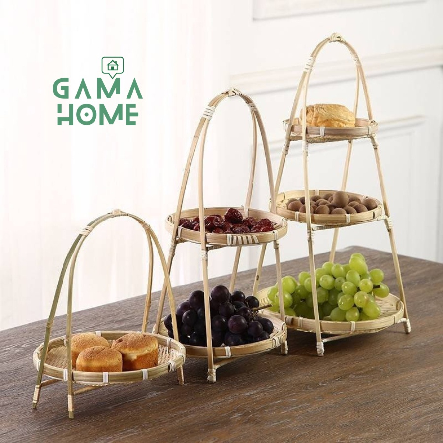 竹地板,竹 1,2,3 層竹籃,用於裝飾攝影 GAMA HOME。