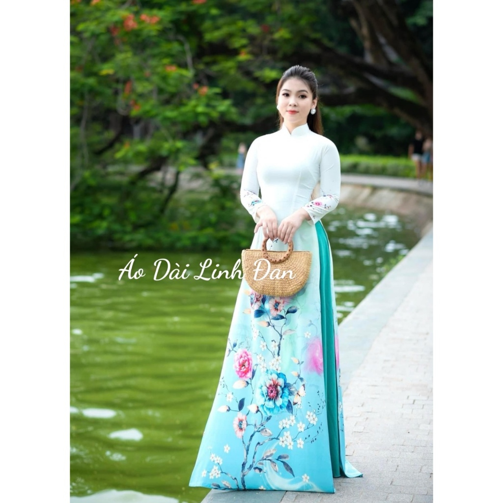 3d 打印奧黛帶有美麗的彩色花卉圖案,接受統一縫紉 - Linh Dan Ao Dai