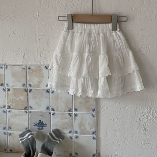 女孩沙灘喇叭裙兩層白色透明襯裡水桶標準正品