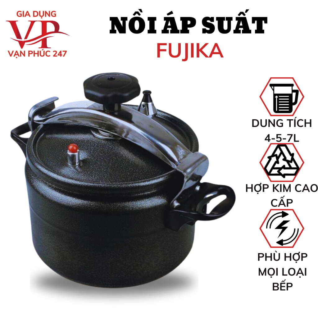 Fujika 壓力鍋 4l-7l 容量鋁合金材料適用於所有類型的防火鍋-BH 12T
