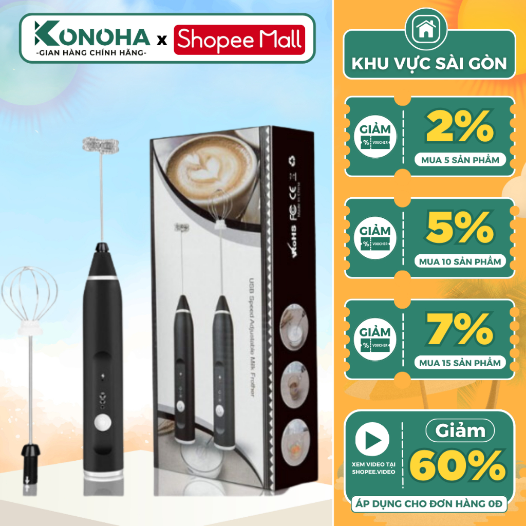 Konoha 泡沫機,3 級迷你 Sokany 便攜式打蛋器手持式電池充電器免費 2 個打蛋器