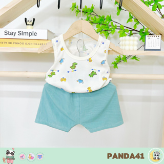 俏皮彩色恐龍寶寶三孔套裝嬰兒衣服embe Panda PD41