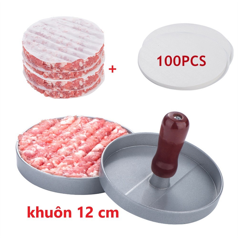12厘米圓形鋁模帶100張吸油紙用於壓肉製作漢堡pvn4789