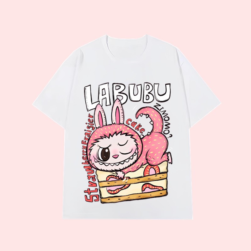 Labubu Pop Mart 2024 T恤採用100%純棉製成,適合男女,不縮水或褪色