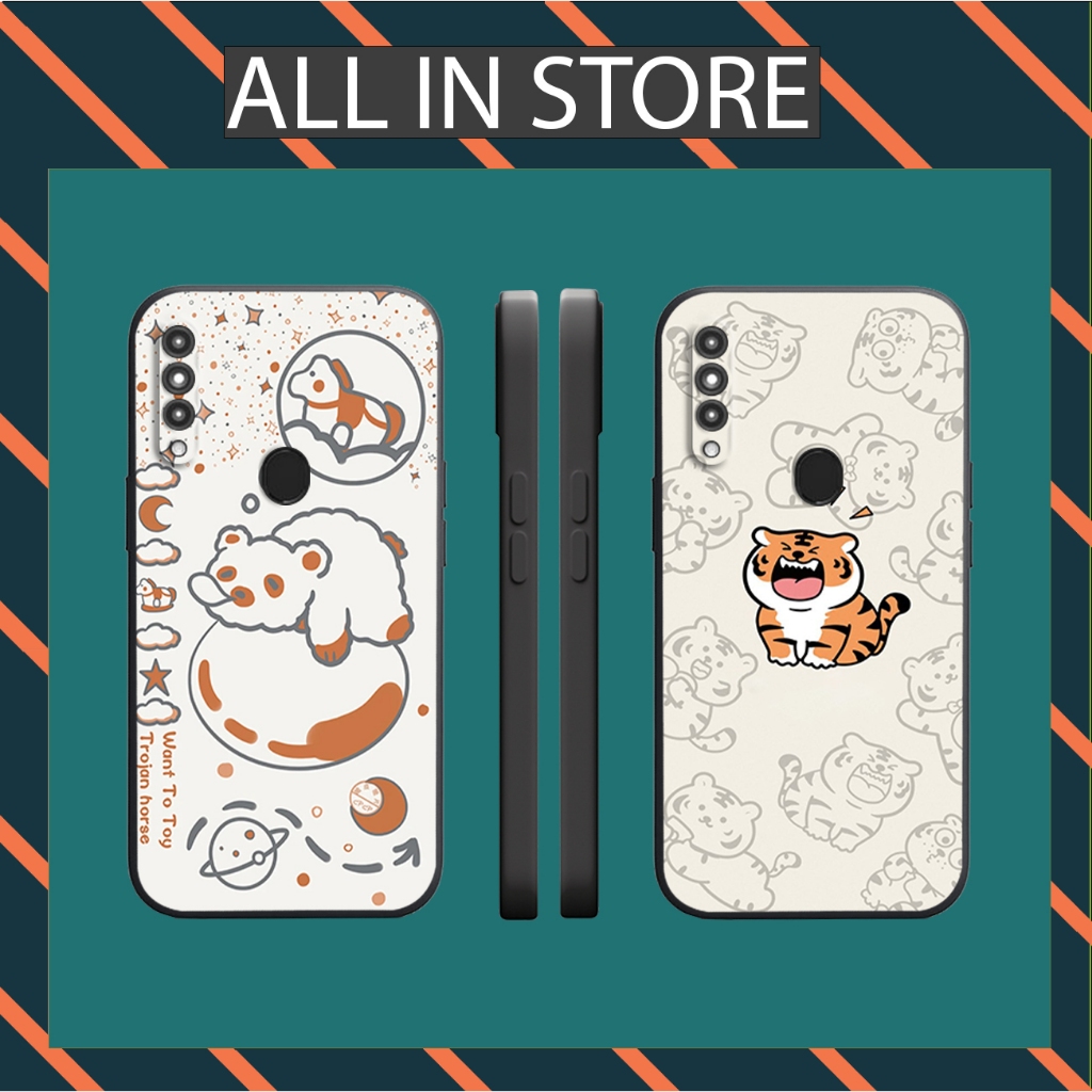 Tpu 外殼,帶方形邊緣 Oppo A31 2020 - Oppo A8 - 熊貓和老虎
