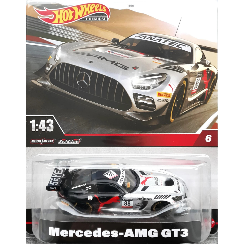 Hot Wheels Premium Mercedes-AMG GT3 模型車玩具,配備正版 1:43 比例