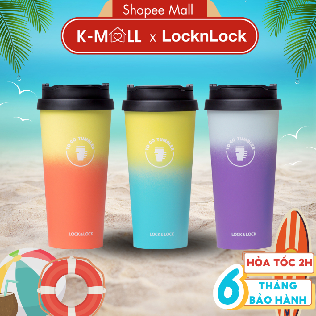 Locknlock 540ml 夾式玻璃杯 LHC4151 3 種顏色,SUS304 不銹鋼,帶吸管 - K-MALL