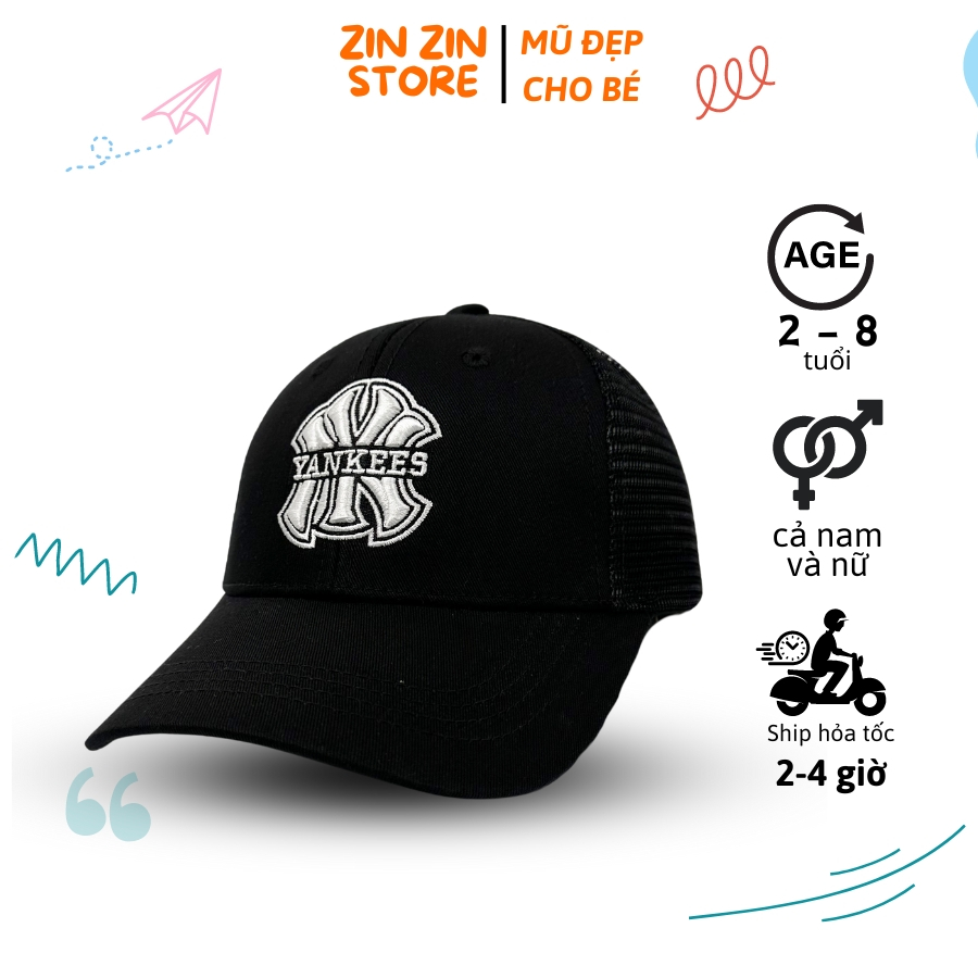 Ny Mix Logo Ya..nke.es 帽子黑色網眼品牌時尚男孩和女孩 2-10 歲整箱熱銷 2024