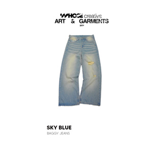 Sky BLUE BAGGY 牛仔褲 - Whose 闊腿牛仔褲 1116