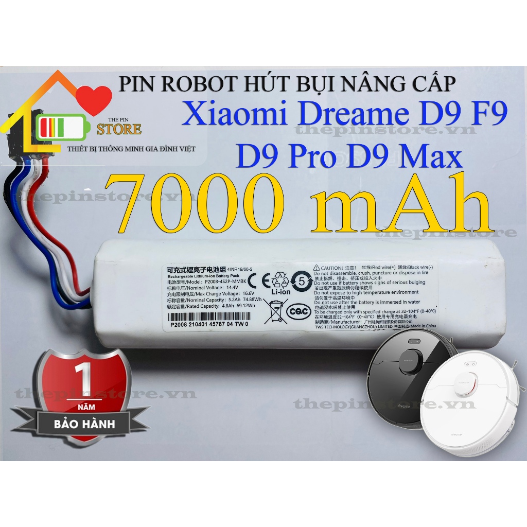 【7000毫安容量】升級版XIAOMI Dream D9 F9 D9 PRO D9 MAX機器人吸塵器