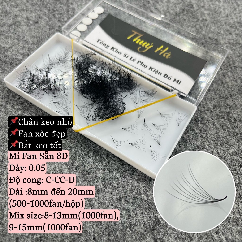 扇形睫毛可用8d 0.05-0.07 厚CC-D-Cong 500fan-8-20Mm 盒裝漂亮的塗抹小膠腿_mi fa