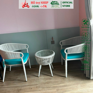 假藤塑料陽台家具套裝,高品質鐵架產品,適用於別墅海灘 / HEALHOMES