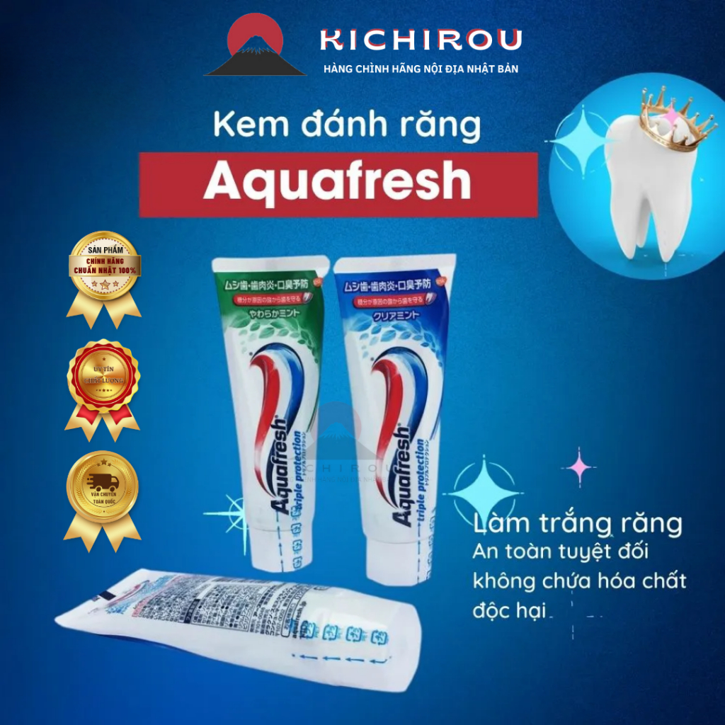 Aquafresh 2 色日本牙膏 140g 使用 3in1 (正品 100%) - Kichirou Japan