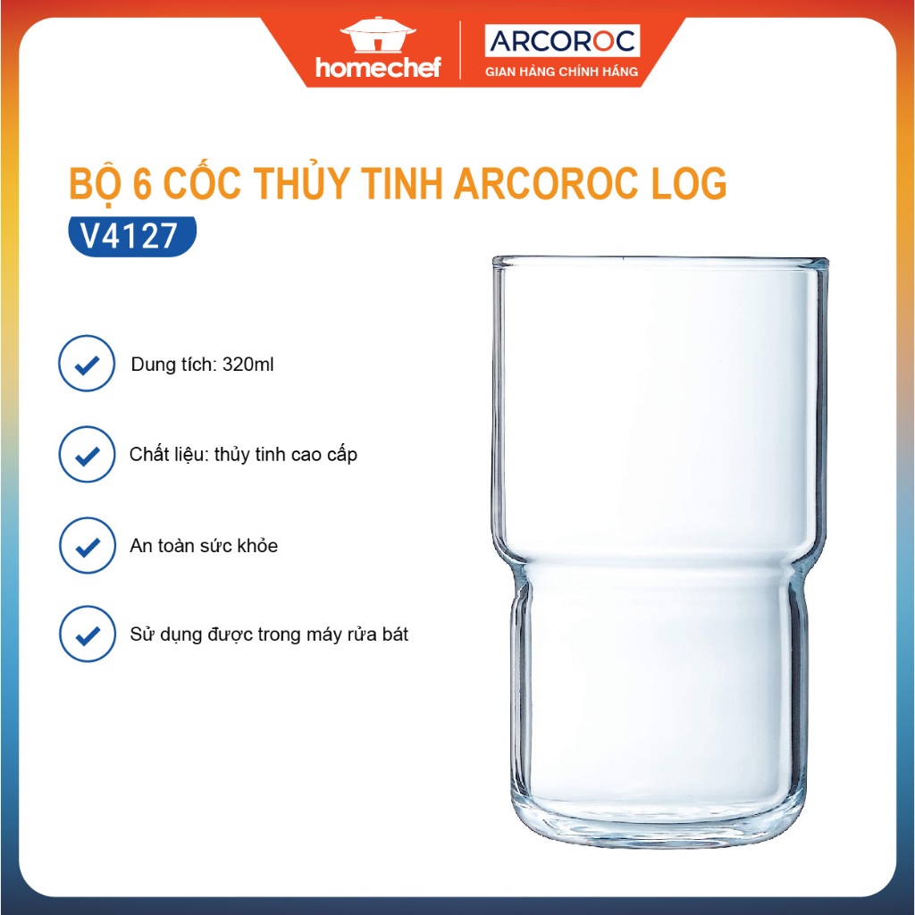 6 件套(杯子)Arcoroc Log T V4127 高玻璃杯,320ml 容量,二手洗碗機正品