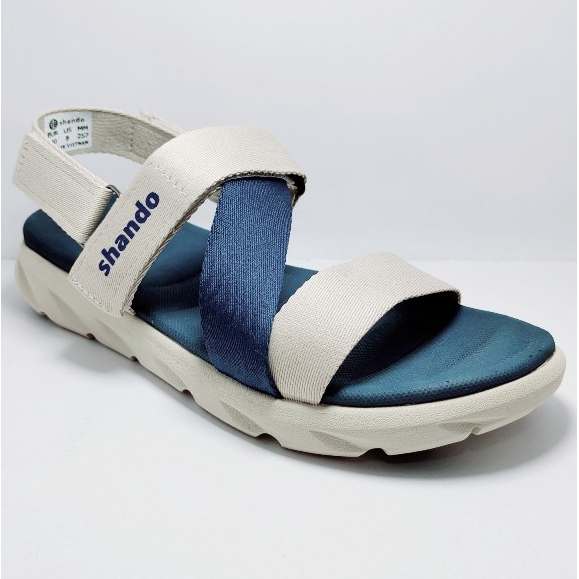 男士涼鞋 SHANDO F6 運動時尚(NAVI 藍色、奶油色),適合學校、鍛煉、外出、鞋底 3 厘米高。