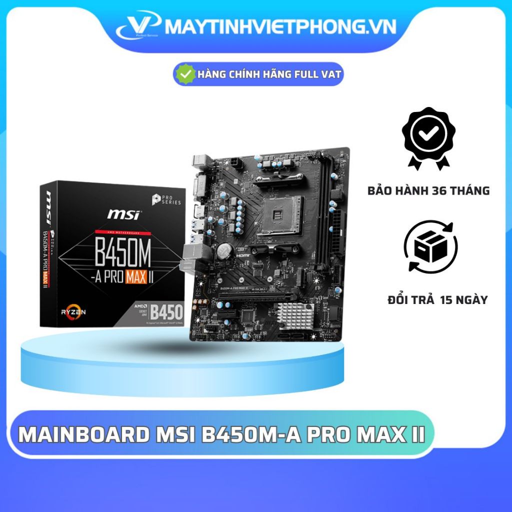 主板 MSI B450M-A PRO MAX II (AMD B450, AM4, 2 x DDR4 64GB, mAT