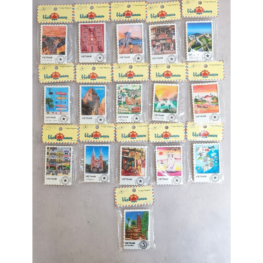 吸入越南紀念品郵票瓷 - 磁鐵紀念品越南