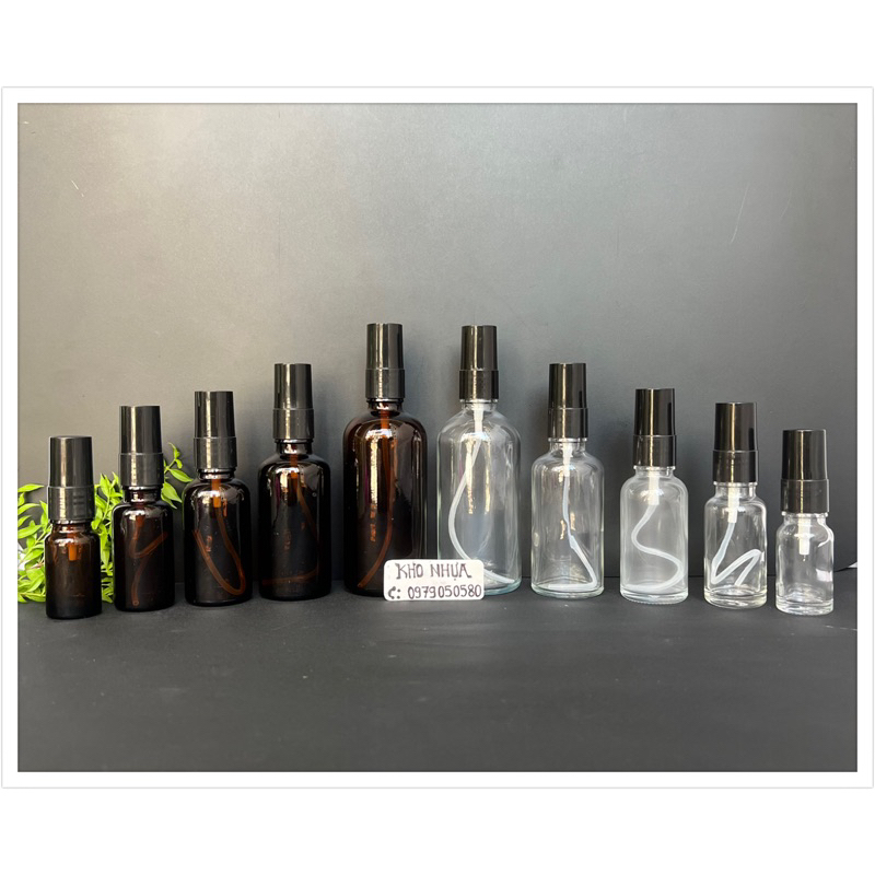 霧玻璃瓶 - 棕色/透明玻璃瓶 100ml 50ml 30ml 20ml 10ml 5ml 香水噴霧、化妝品、精油