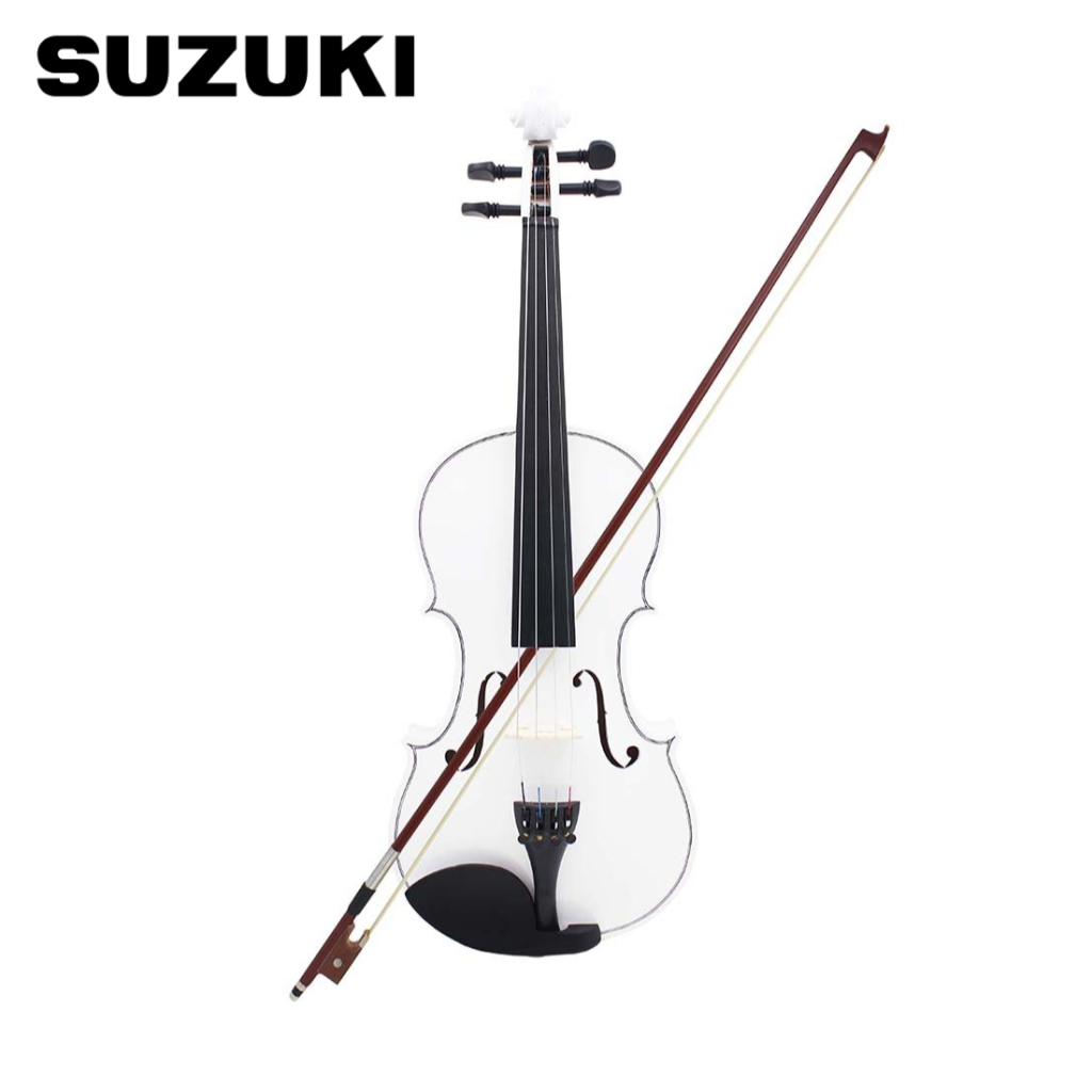 小提琴、微細胞、小提琴 - Suzuki S-10 (S10) - 白色拋光,尺寸 4 /4,高檔 Sam 木紋(實心雲