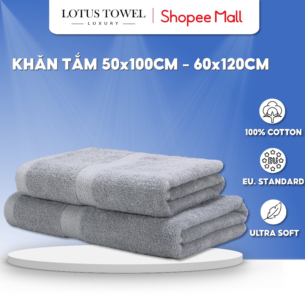 Lotustowel 浴巾 60x120cm, 50x100cm 100% 棉, 洗滌時柔軟光滑吸水不褪色