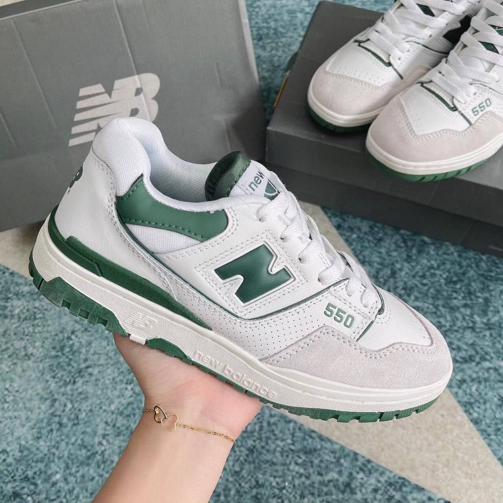 [最佳品質] New Balance 550'White Green' 運動鞋男女通用(nb550 綠色)全盒票據