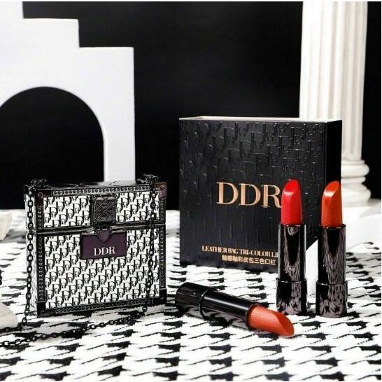 手提包,3 樹啞光唇膏套裝,DDR 豪華啞光唇膏帶 Dior 圖案鏡子 - 中國國產