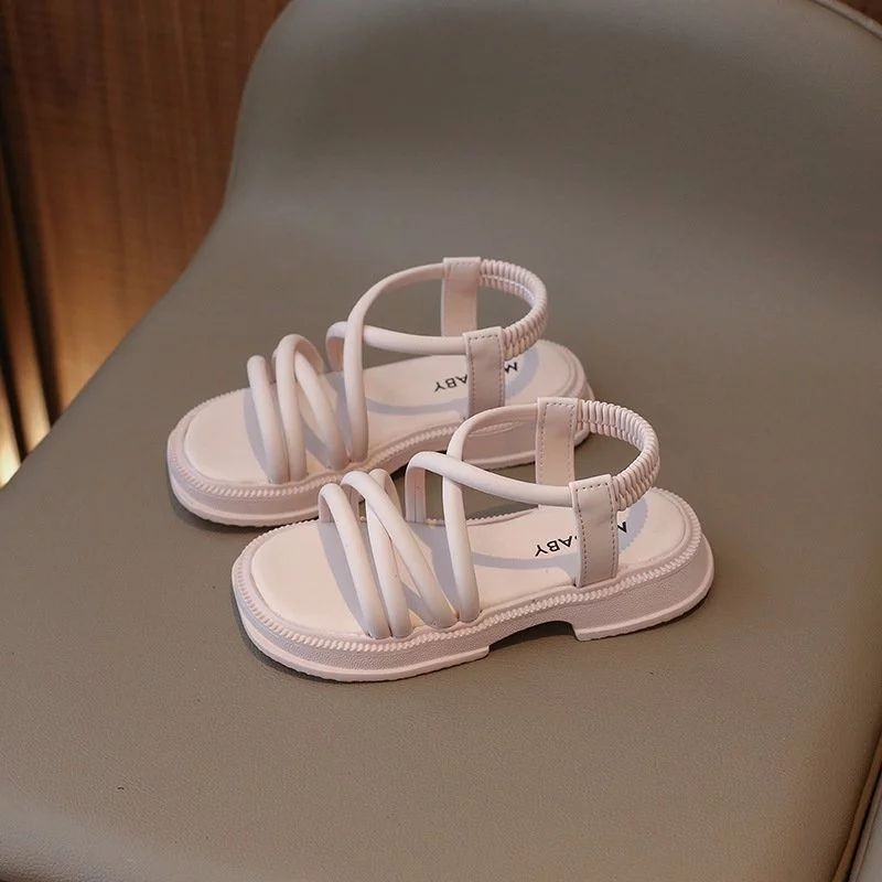 女童涼鞋 - MG 嬰兒戰士拖鞋配鬆緊帶柔軟 PU 皮革材質