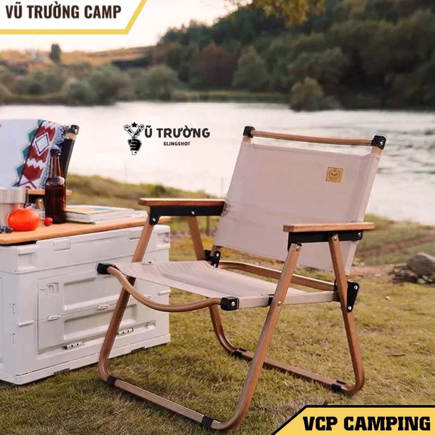 野餐折疊椅帶靠背,vcp營地牌折疊野營椅,實木把手鋁框-gcc2