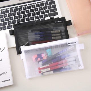 筆筒透明網眼鉛筆盒簡約設計便攜學生/辦公室