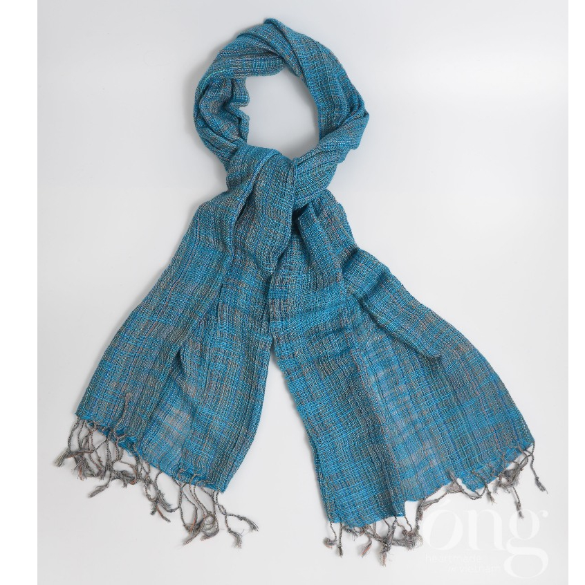 100% 天然棉圍巾與傳統織錦圖案 - 絲綢