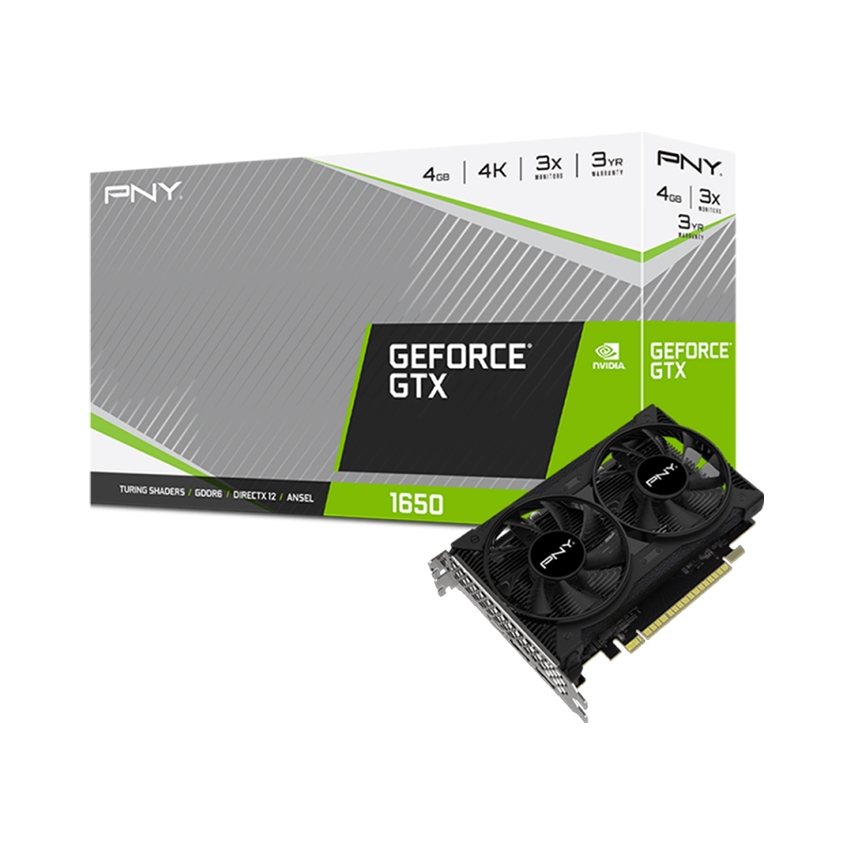 Vga PNY GTX 1650-4GB 雙風扇顯卡(4GB Gdr6,128 位,HDMI+DP,1X6 針)全新