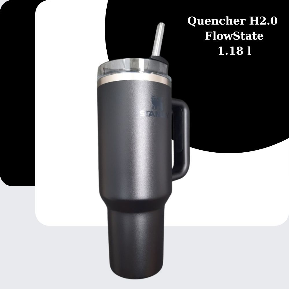 Stanley Quencher H2.0 玻璃杯 40 盎司 1.18 升黑色保溫杯