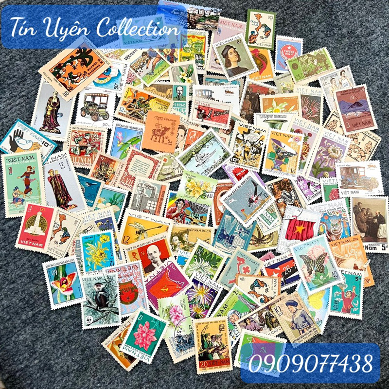 一套 100 種不同的越南舊郵票收藏,作為獨特的禮物