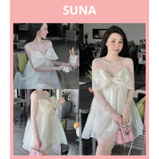 大胸娃娃裝大領結連衣裙 2 層真絲雪紡面料,韓國可愛公主派對禮服,SUNA