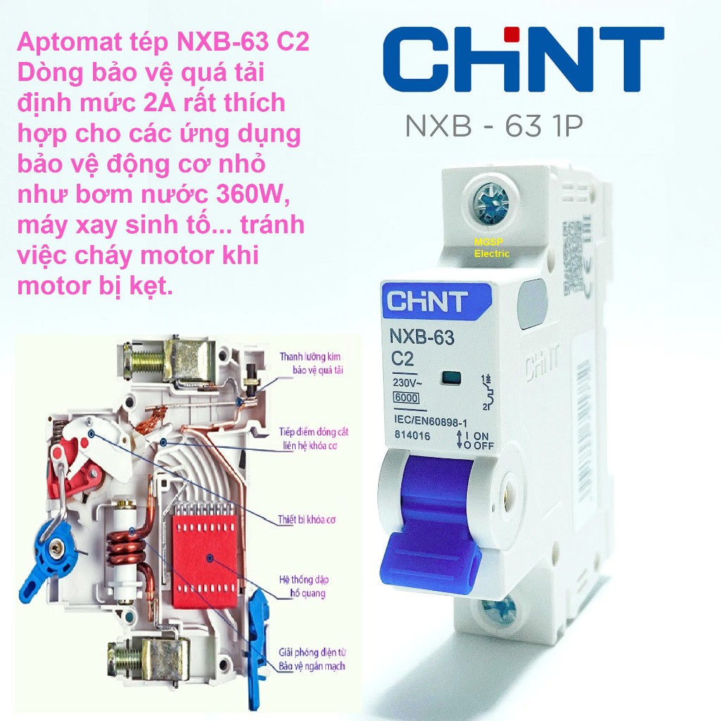 Cb蝦,胃下巴,自動開關,nxb-63 1P,安全斷路器斷路器電流,額定斷路器電流1A,2A