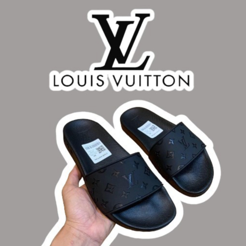 Lv LV 圖案和沈水圖案男式橫帶拖鞋 Hot 2024