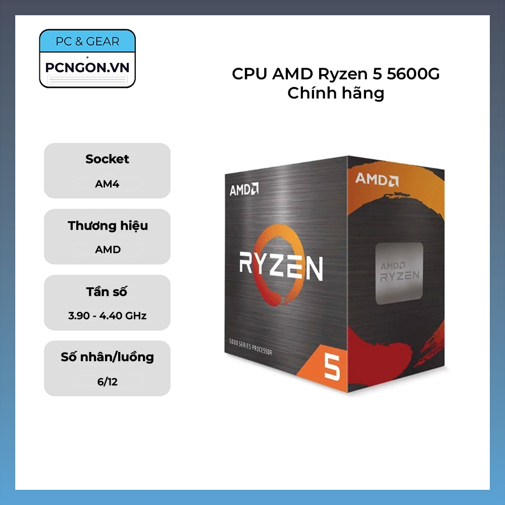 【PCNGON】正品AMD銳龍5 5600g CPU(3.9GHz Turbo 4.4GHz,6核12線程)