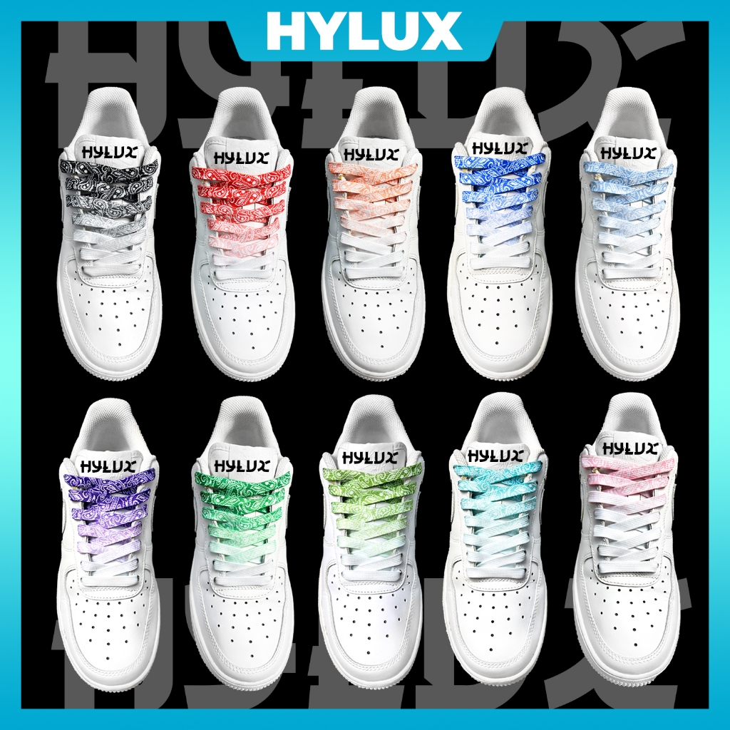 [10 種顏色] AIR FORCE 1 (AF1) 佩斯利漸變圖案運動鞋鞋帶高品質變色 - HYLUX 鞋帶