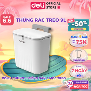 [超便宜] Deli Smart 9L 櫥櫃掛式垃圾桶 - 帶密封蓋的 WC 廚房免費衣架/粘合劑,軸承 5KG