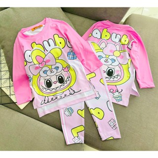 女孩長袖睡衣 kuromi hello kitty labubu melody 草莓熊 12-40kg 柔軟涼爽彈力面料