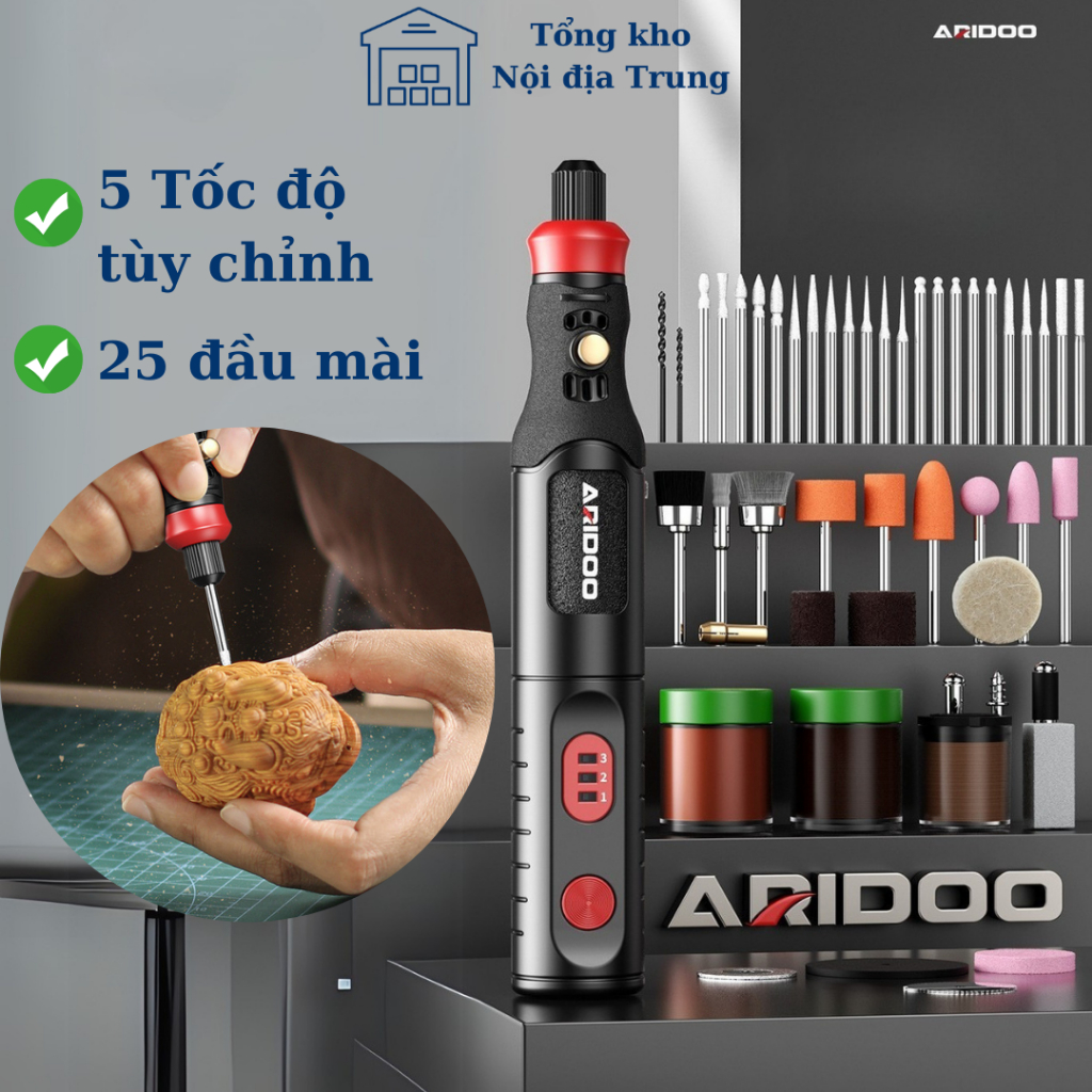 Aridoo 25頭5速定制迷你電動磨刀器液晶屏迷你雕刻磨床,用於製作和創意