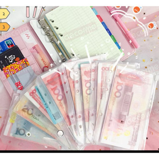 PVC 袋配件筆記本封面 A6 6 孔拉鍊袋(帶拉鍊),用於錢和個人物品