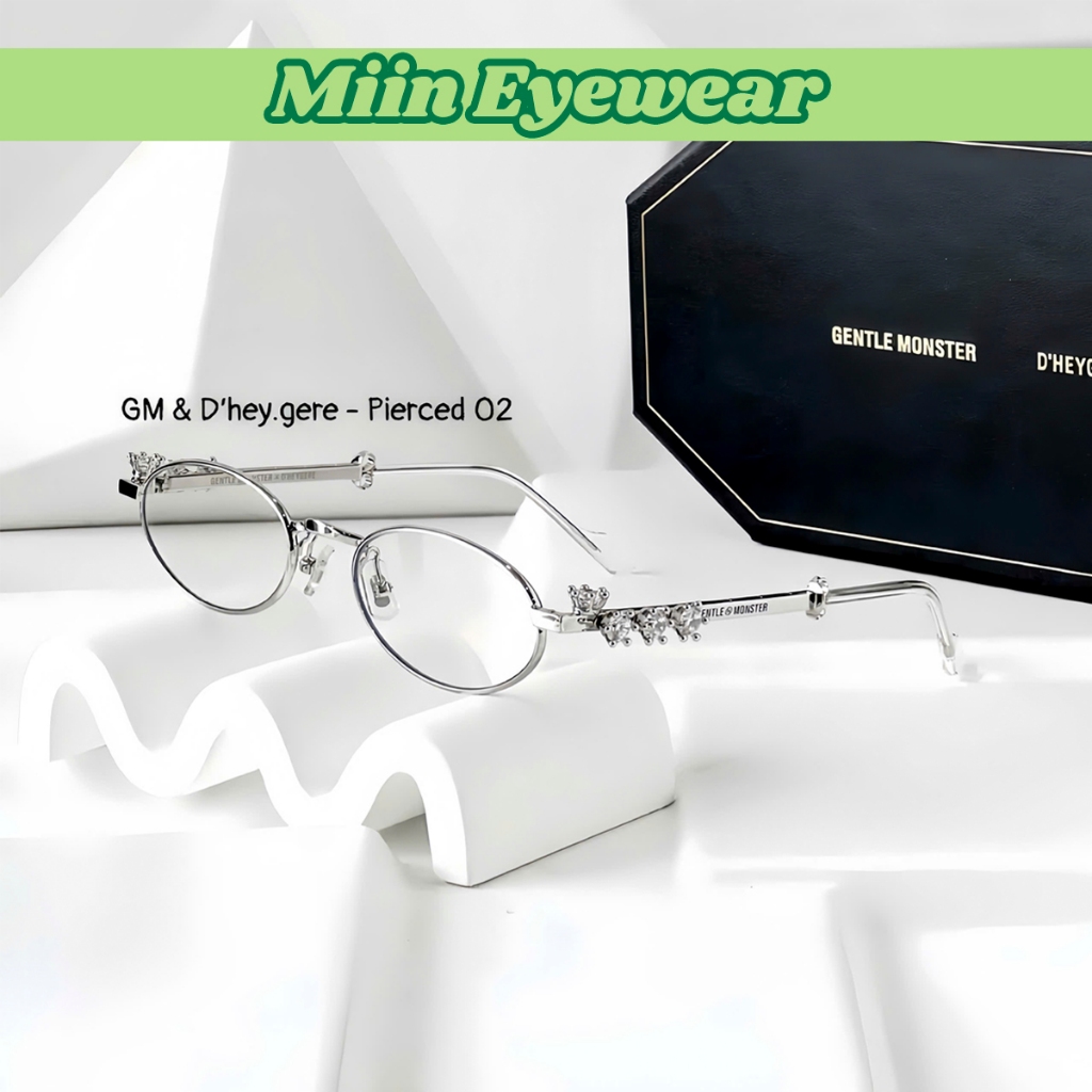 GM 小橢圓眼眼鏡框,金屬框,時尚石飾 Miin Eyewear G02