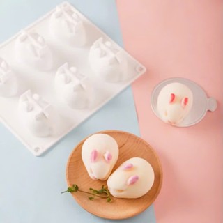 矽膠模具 6 只玉兔和可愛的豬,用於製作巧克力、軟豆腐、果凍、布丁、製作雞店肥皂