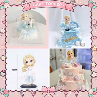 Princess Elsa – 優雅的白色連衣裙冰雪女孩,完美的蛋糕裝飾