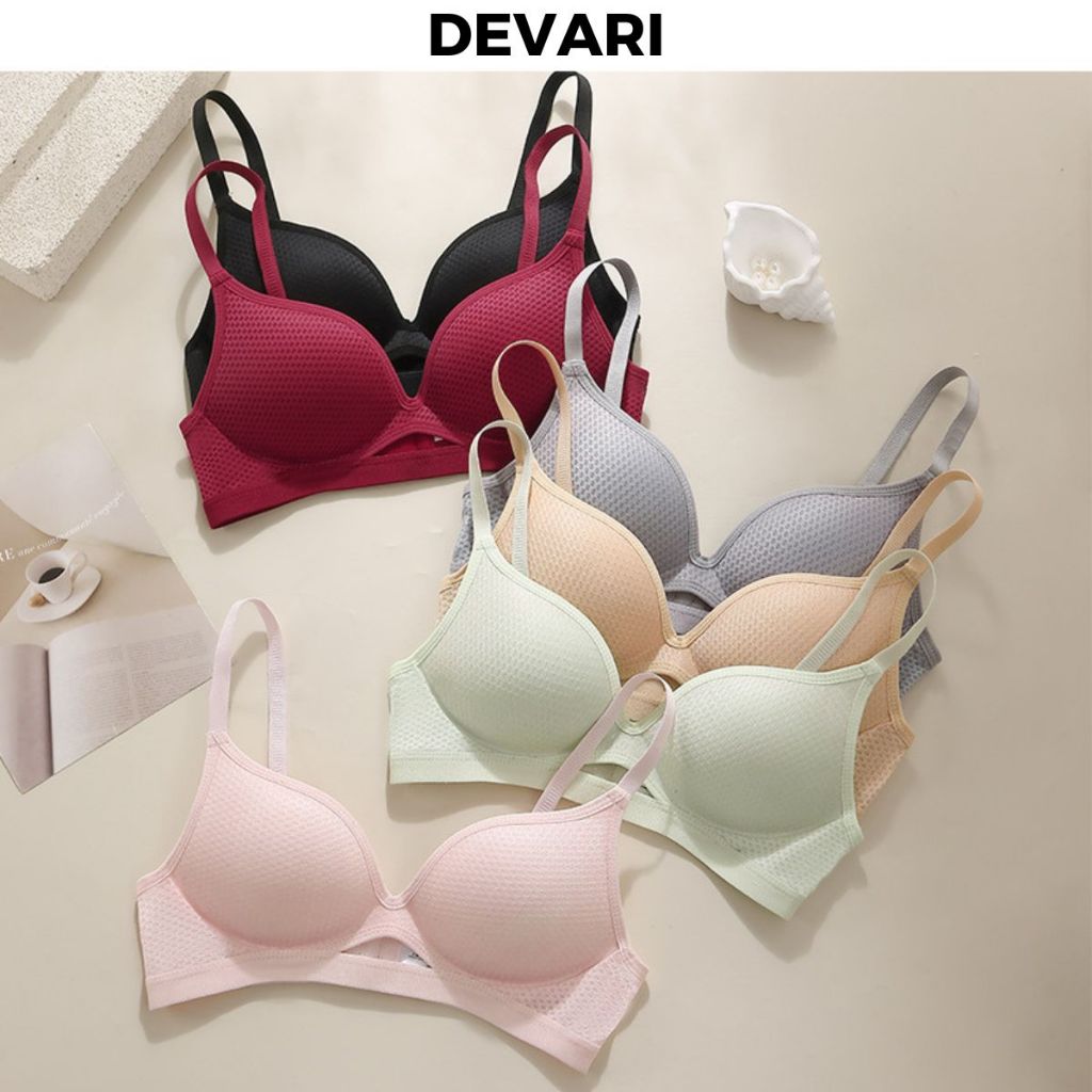 女士優質無鋼圈文胸帶薄透氣襯墊性感前胸女士文胸 DEVARI A2351