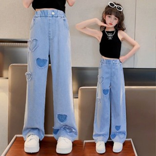 女童羽絨牛仔褲 20-50Kg 心形圖案柔軟牛仔褲